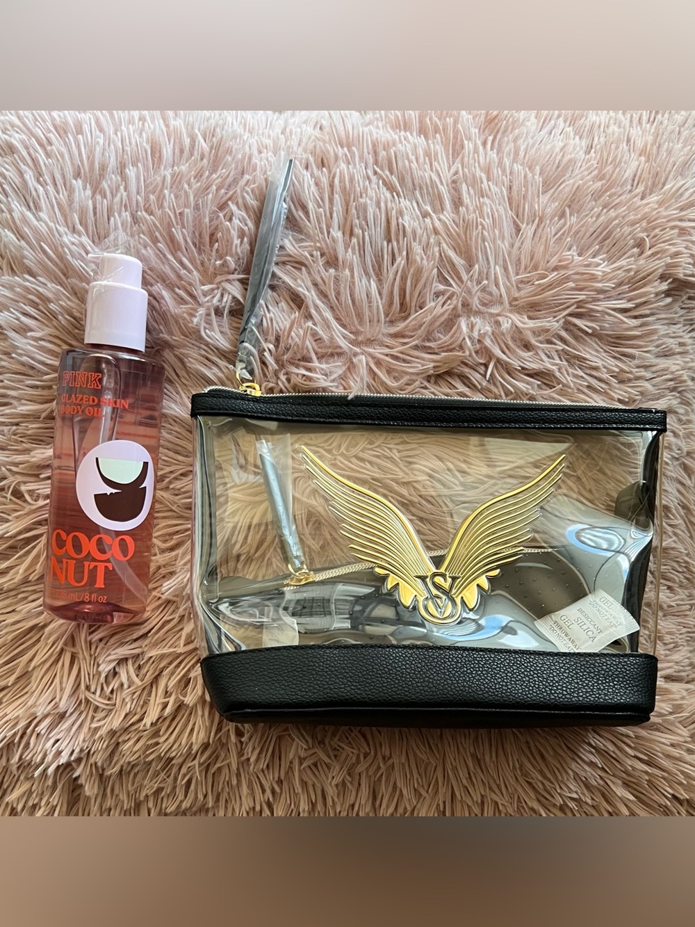 Special Edition Victoria Secret Cosmetic Bag with Glazed Skin Coconut Body Oil